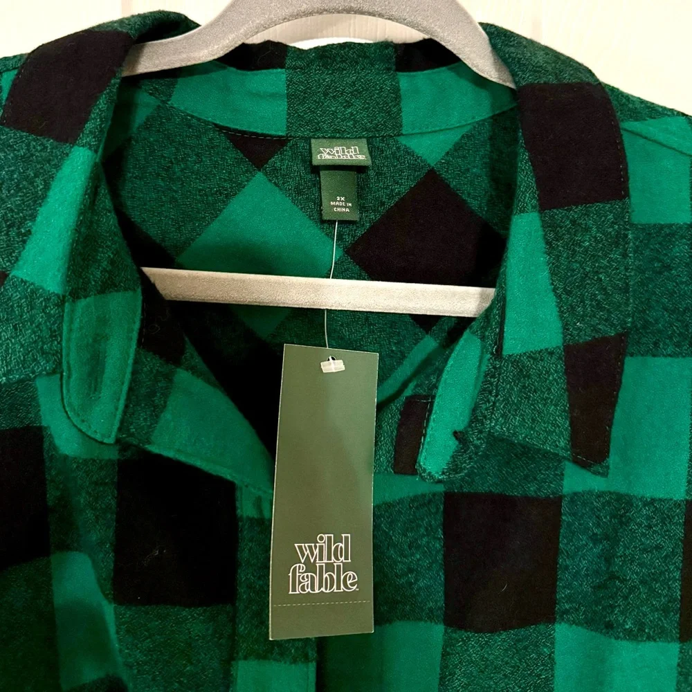 Wild Fable Green and Black Checkered Shirt - Picture 3 of 6